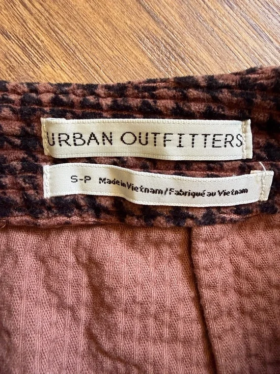 Urban Outfitters Houndstooth Mini Skirt Brown Pink Black Size S - Picture 2 of 5